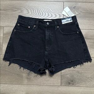 Abercrombie & Fitch The Mom High Rise Curve Love Black Stretch Jean Shorts 29